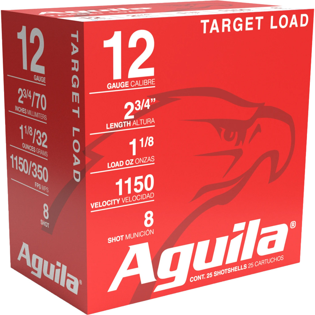 Aguila Target Load 12 Gauge 2-3/4" #8 1-1/8 oz 1150 fps 25-Round Shotshell