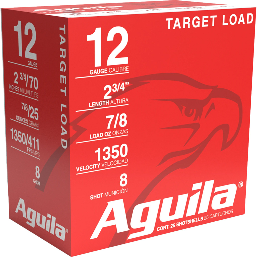 Aguila International Target Load 12 Gauge 2-3/4" Shotshell (#8 Shot, 7/8 oz), 25 Rounds