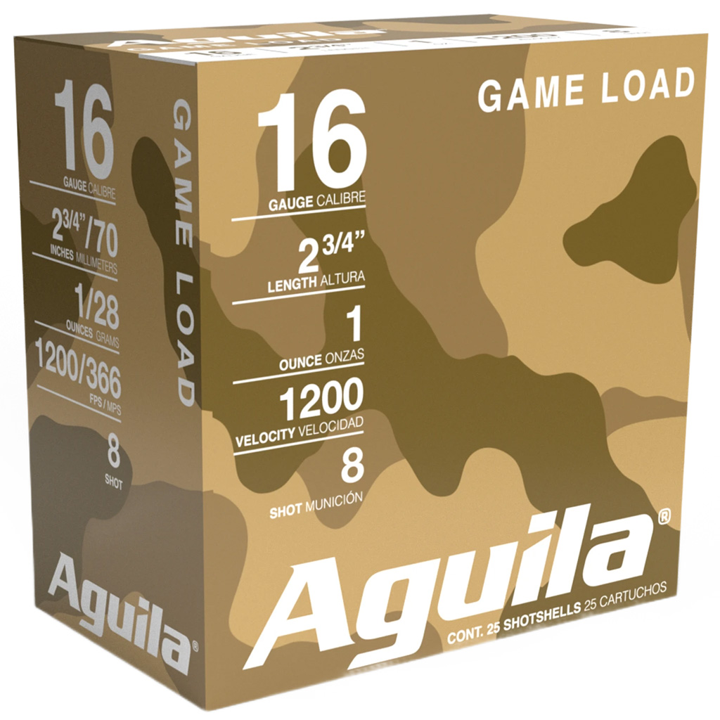 Aguila Game Load 16 Gauge 2-3/4" 1 oz #8 Shot 1200 fps