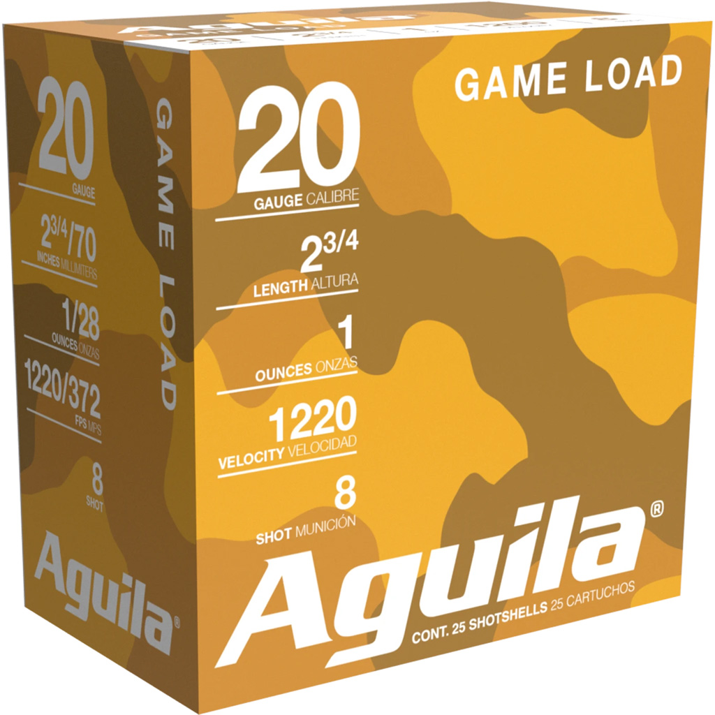 Aguila Game Load Field Load 20 Gauge Shotshell 2-3/4" 1 oz #8 1,220 fps