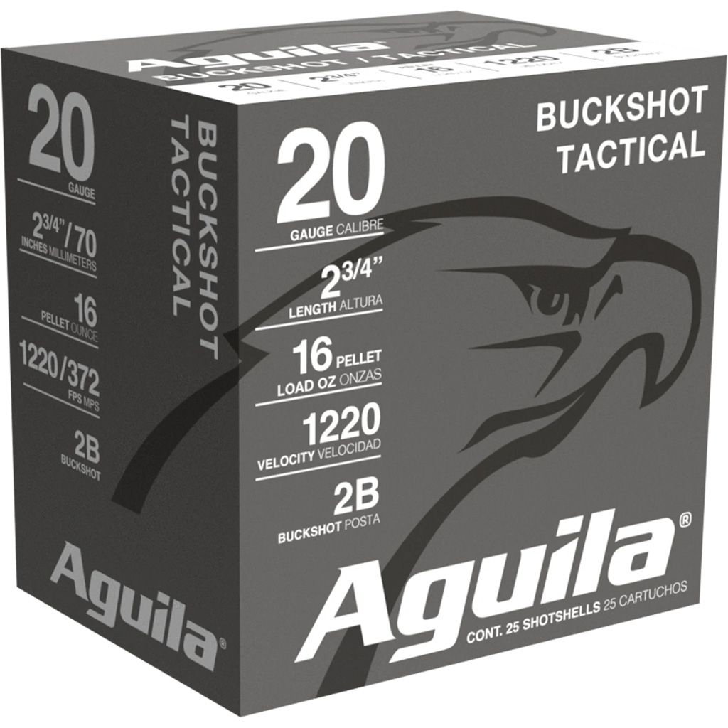 Aguila 20 Gauge 2-3/4 in #2 Buckshot Shotshell Ammunition (1 oz, 25 Rounds)