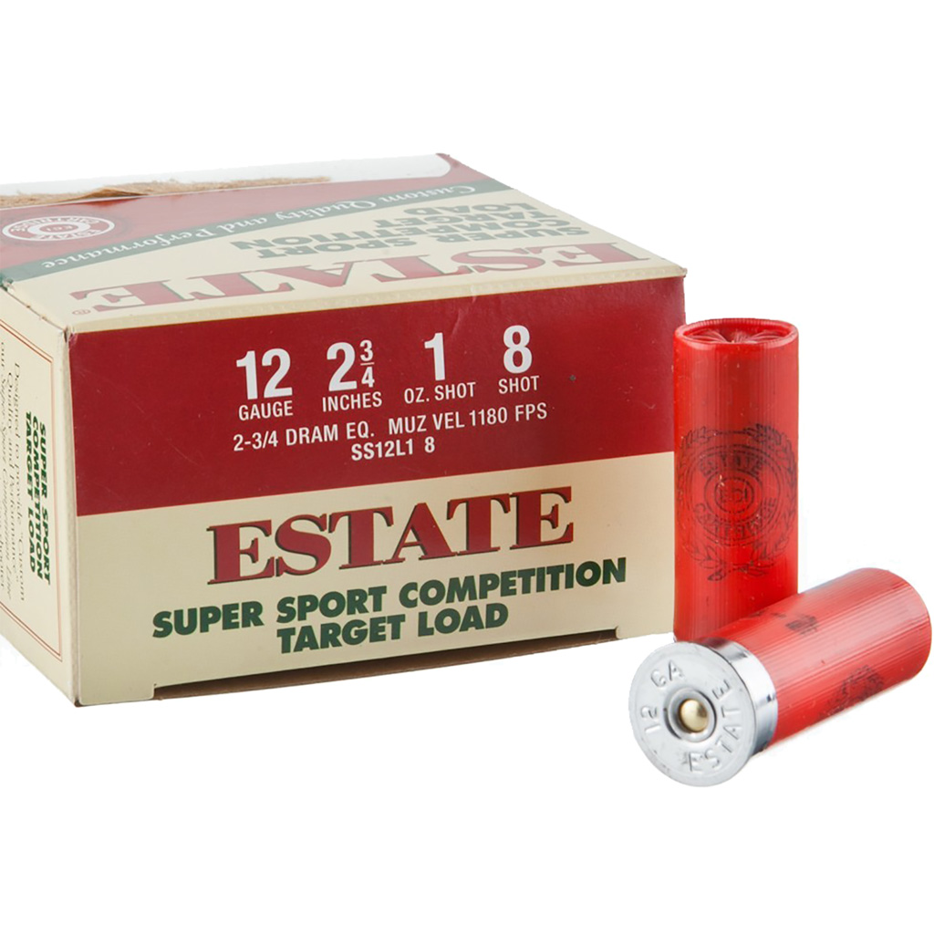 Estate Super Sport Target Shotshells 12 Gauge 2-3/4" 1 oz #8 Shot (25 Rounds)