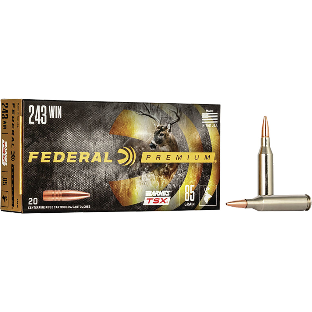 Federal Vital-Shok .243 Winchester 85 Grain Barnes TSX Rifle Ammunition (20 Rounds)