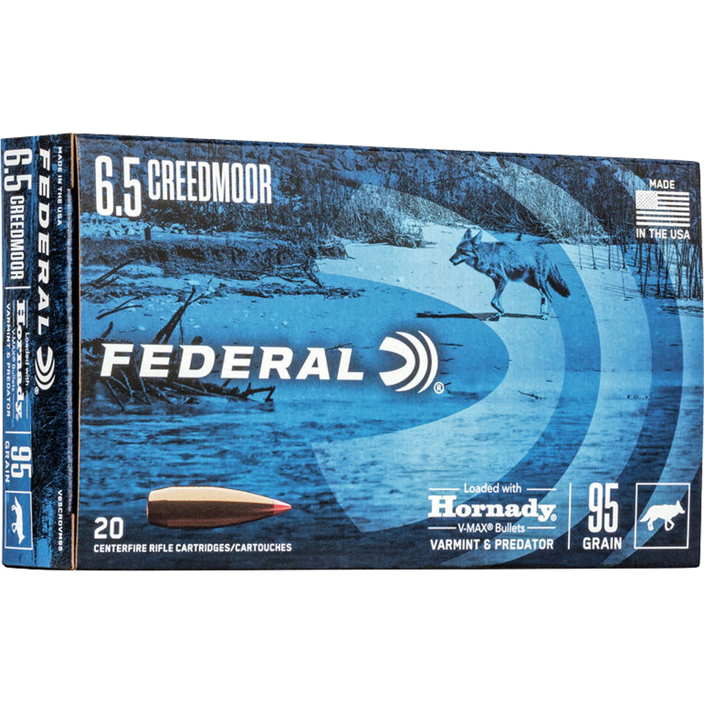 Federal Varmint & Predator 6.5 Creedmoor 95gr V-MAX Rifle Ammunition (20 Rounds)