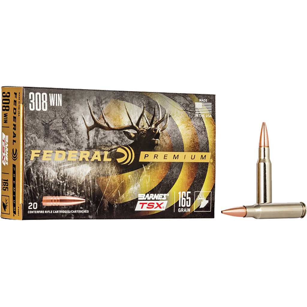 Federal Premium .308 Winchester 165gr Barnes TSX Rifle Ammunition (20 Rounds)