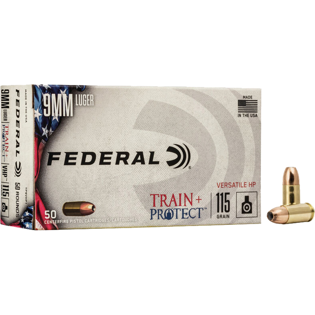 Federal Train + Protect TP9VHP1 9mm Luger 115gr VHP JHP Ammunition (50 Rounds)