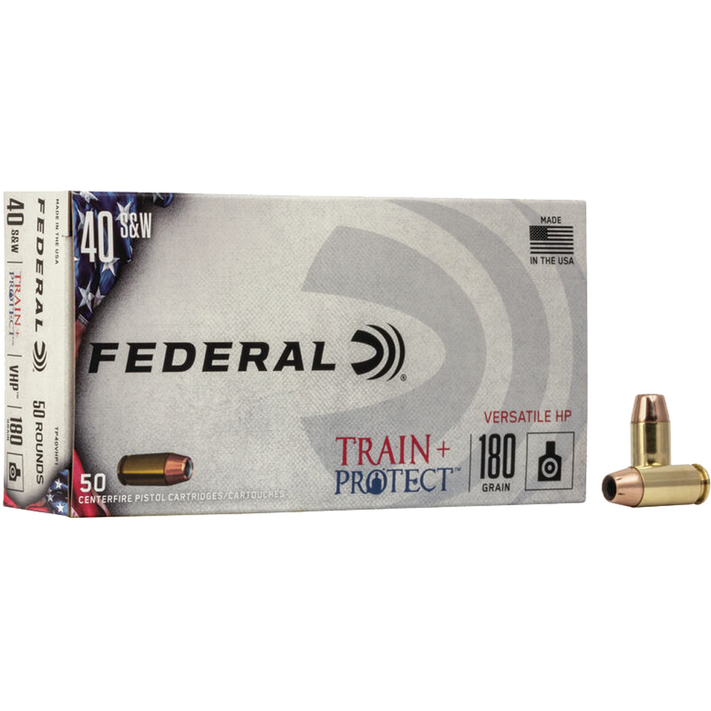 Federal Train + Protect TP40VHP1 .40 S&W 180gr VHP JHP Handgun Ammunition