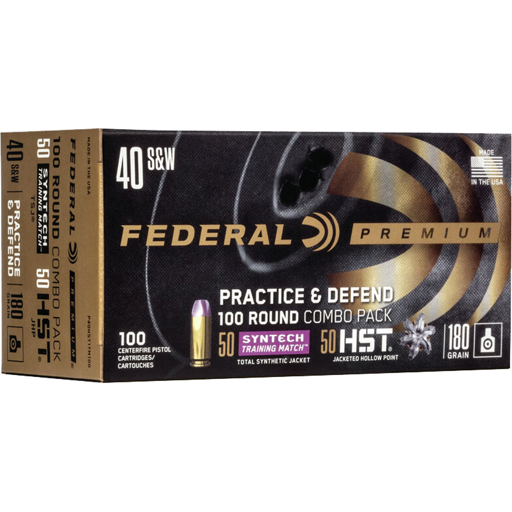 Federal Practice & Defend Premium .40 S&W HST/Syntech 180 Grain Ammunition