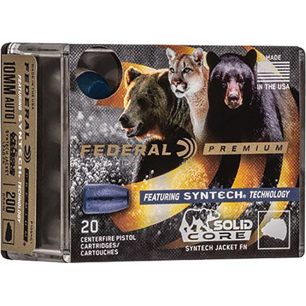 Federal Premium Solid Core Syntech 10mm Auto 200 Grain Solid Core Flat-Nose (20rd)
