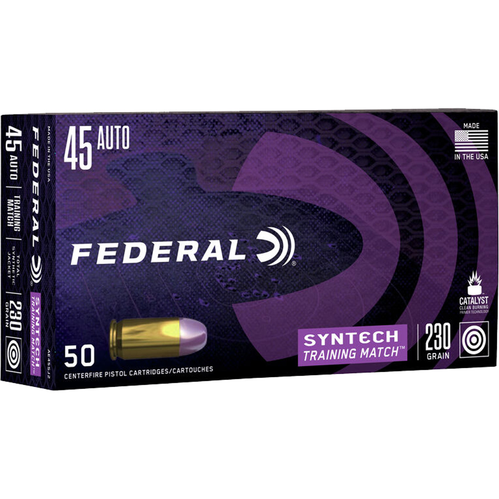 Federal AE45SJ2 Syntech Training Match .45 ACP 230gr TSJ Flat Nose (50 rounds)