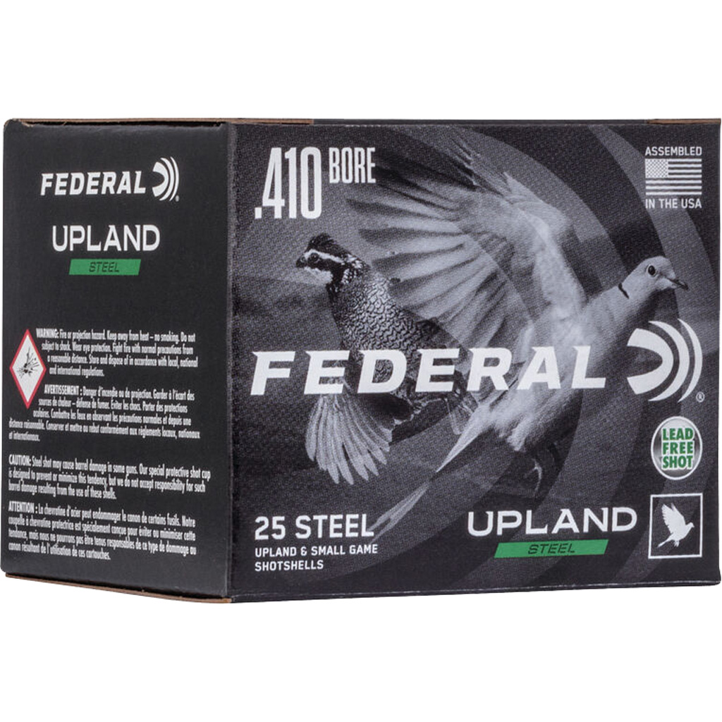 Federal Upland Steel 410 Gauge 3 in. 3/8 oz #6 Steel Shot Shotshell, 25 Rounds
