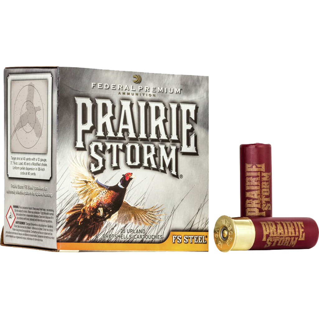 Federal Prairie Storm FS Steel 12 Gauge 3" 1-1/8oz #4 Steel Shotshells