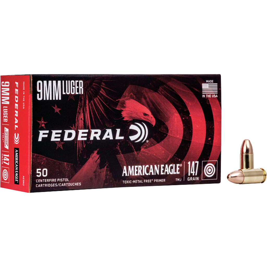 Federal American Eagle IRT Reduced-Lead 9mm 147gr TMJ 50rd