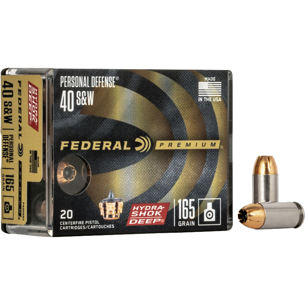 Federal Hydra-Shok Deep .40 S&W 165 Grain JHP Handgun Ammunition (20 Rounds)