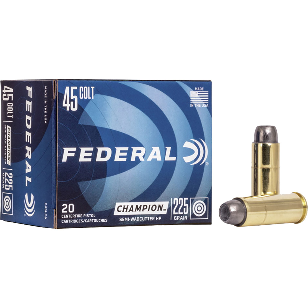 Federal Champion Training 45 Colt 225gr Semi-Wadcutter Hollow Point (SWCHP) 20/Box (25/Case)