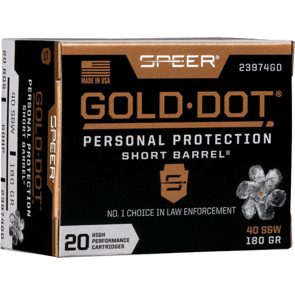 Speer Gold Dot .40 S&W 180gr GDHP Short Barrel Handgun Ammunition (20 Rounds)