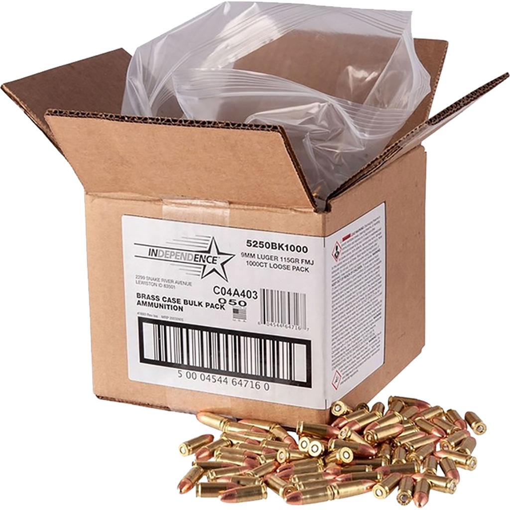 CCI Independence 9mm Luger 115gr FMJ 1000-Round Bulk Box