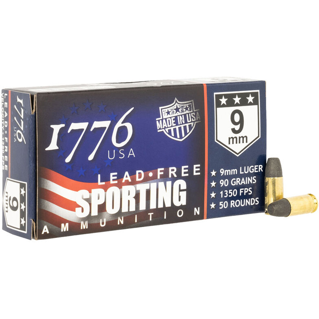 1776 USA 7800C Lead-Free Sporting Pistol Ammo 9mm 90 Grain LFB 50-Round Box