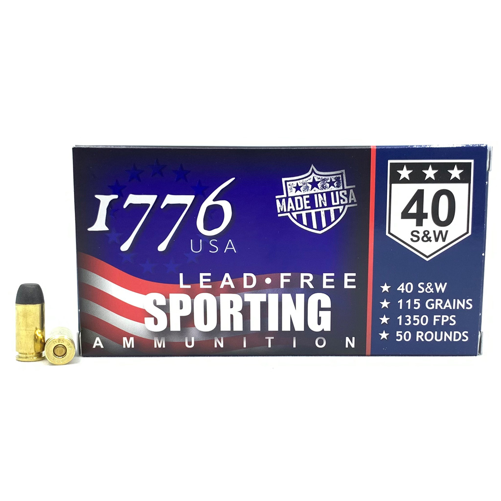 1776 USA Lead-Free Sporting Pistol Ammo .40 S&W 115 gr Hollow Point (LFB) - 50 Rounds