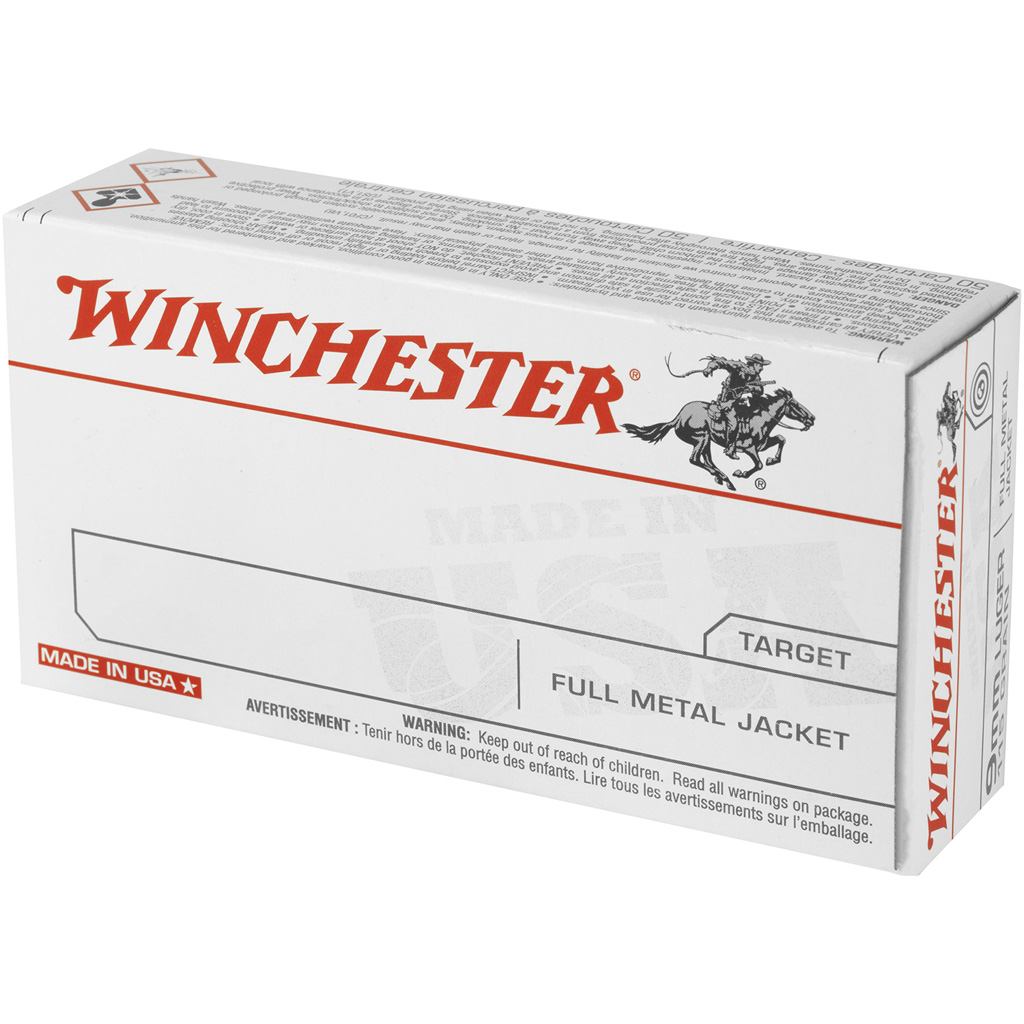 Winchester USA Valor 9mm NATO 124gr FMJ Pistol Ammo