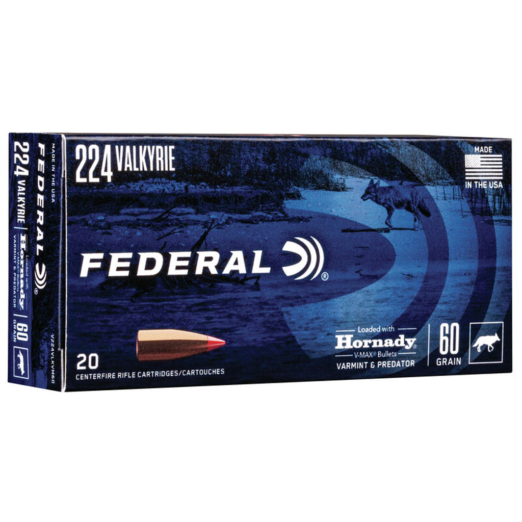 Federal Varmint & Predator .224 Valkyrie 60 Grain Hornady V-Max (20 Rounds)