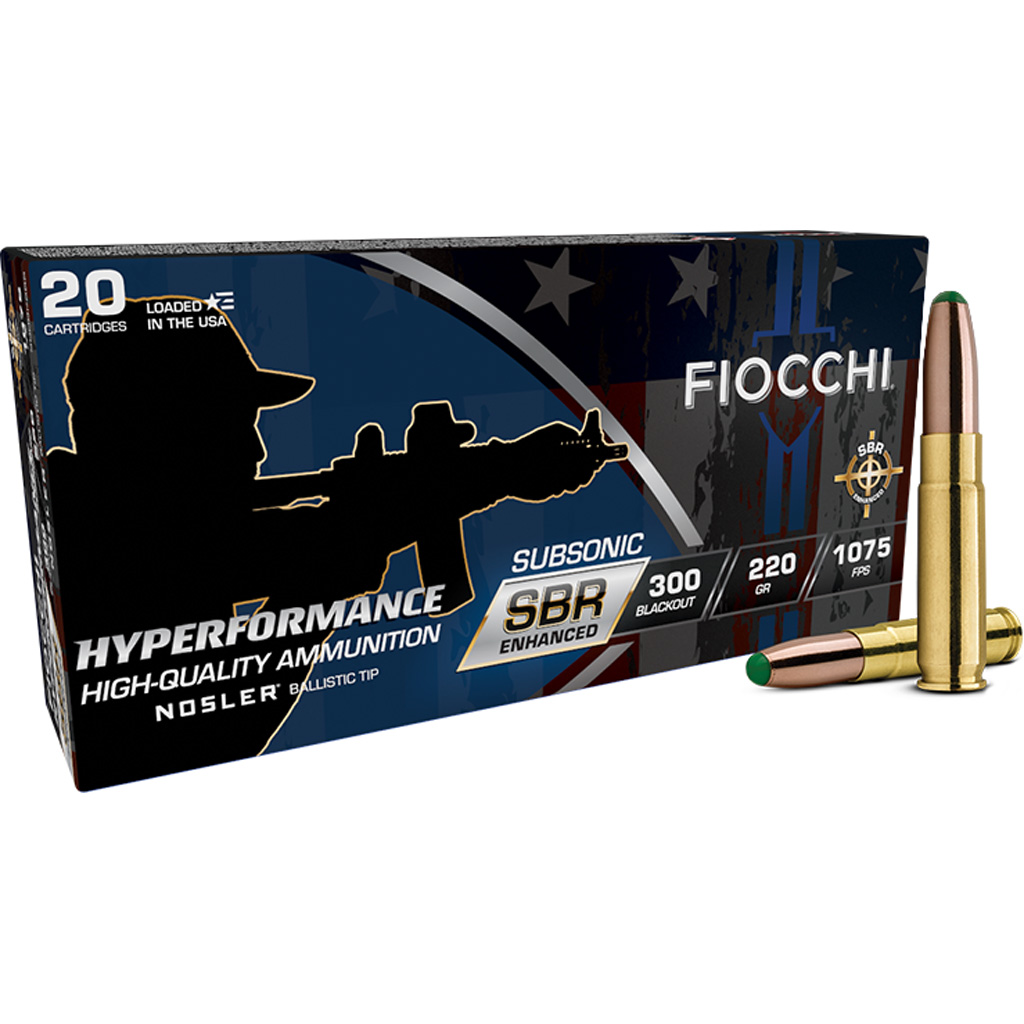 Fiocchi Hyperformance SBR Enhanced .300 Blackout 220 Grain BT Ammunition (20rd)