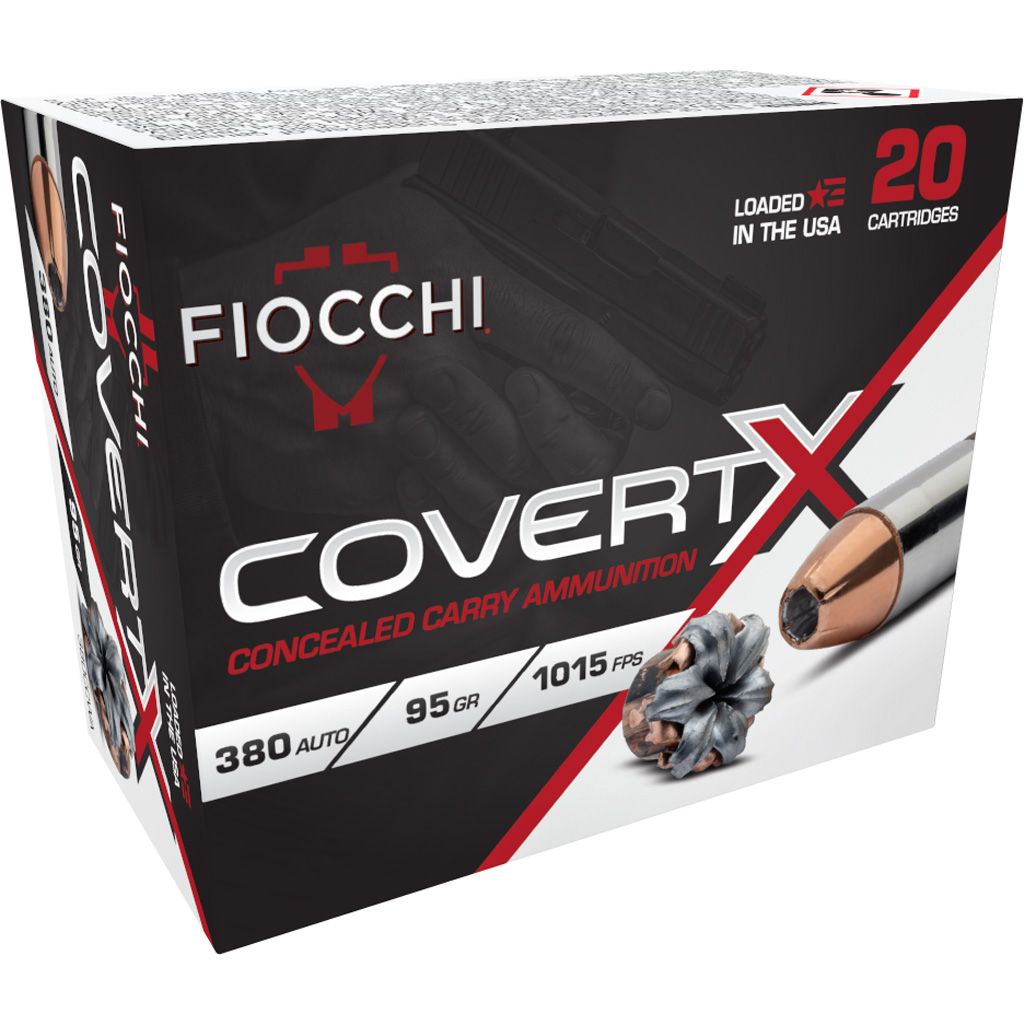 Fiocchi CovertX .380 Auto 95 Grain Jacketed Hollow Point (JHP) Handgun Ammunition