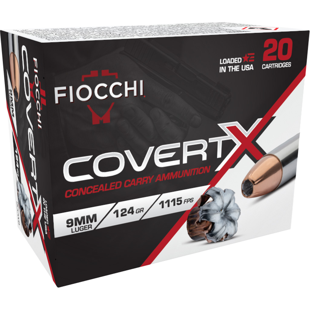 Fiocchi CovertX 9mm 124gr JHP 20-Round Box