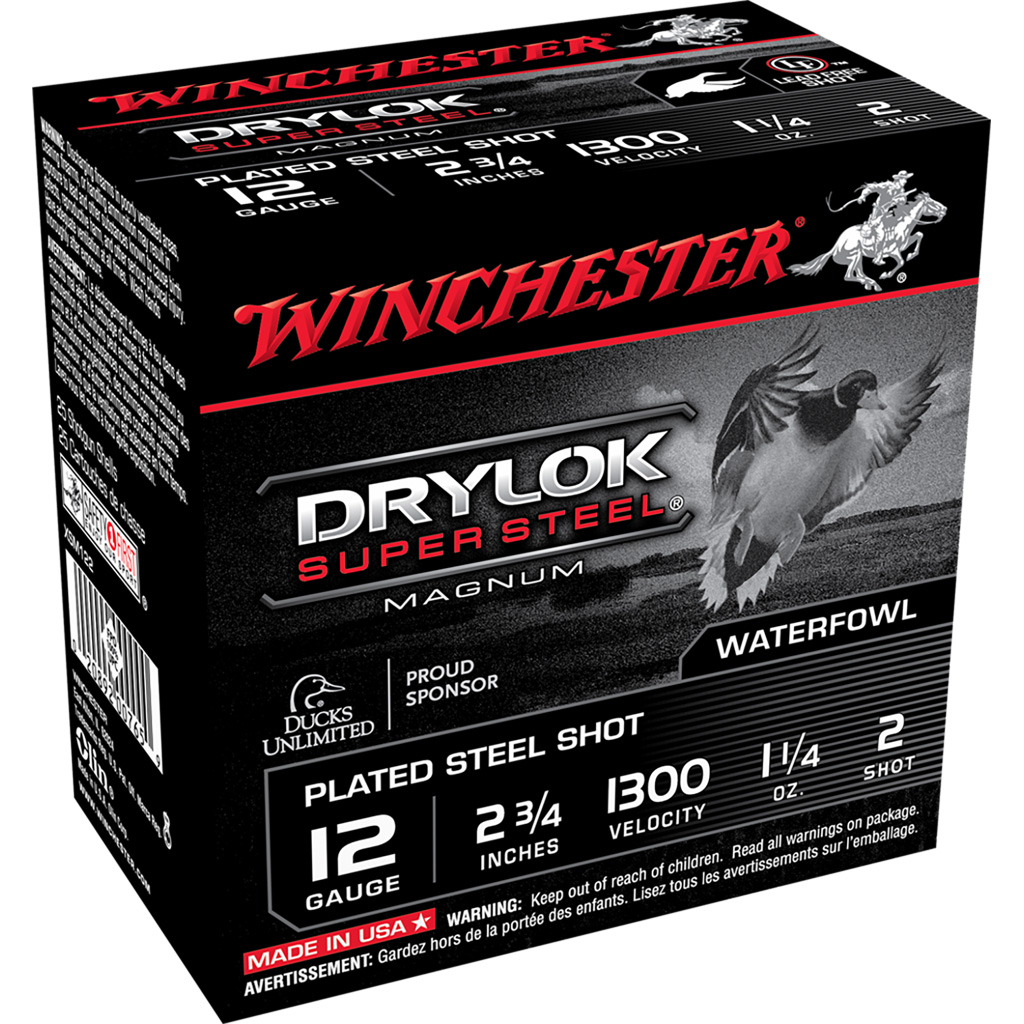 Winchester Drylok Super Steel 12 Gauge 2-3/4" #2 1-1/4 oz Shotgun Shells