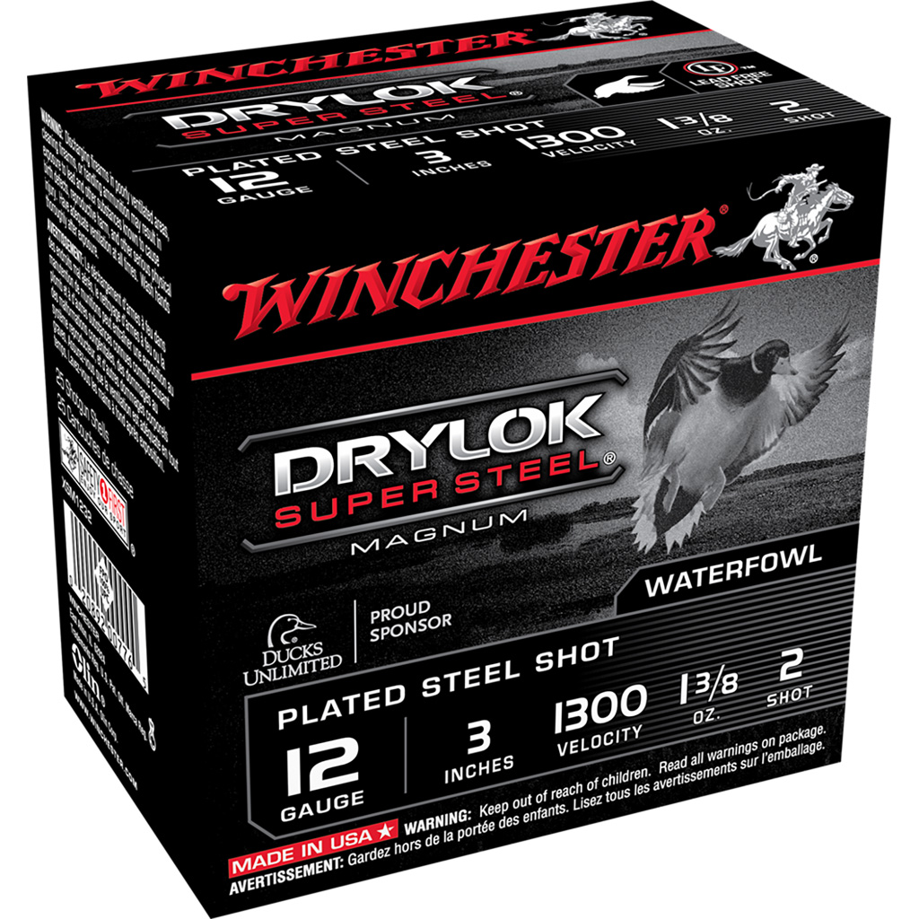 Winchester Drylok Super Steel 12 Gauge 3" #2 1-3/8 oz 25rd Shotshell
