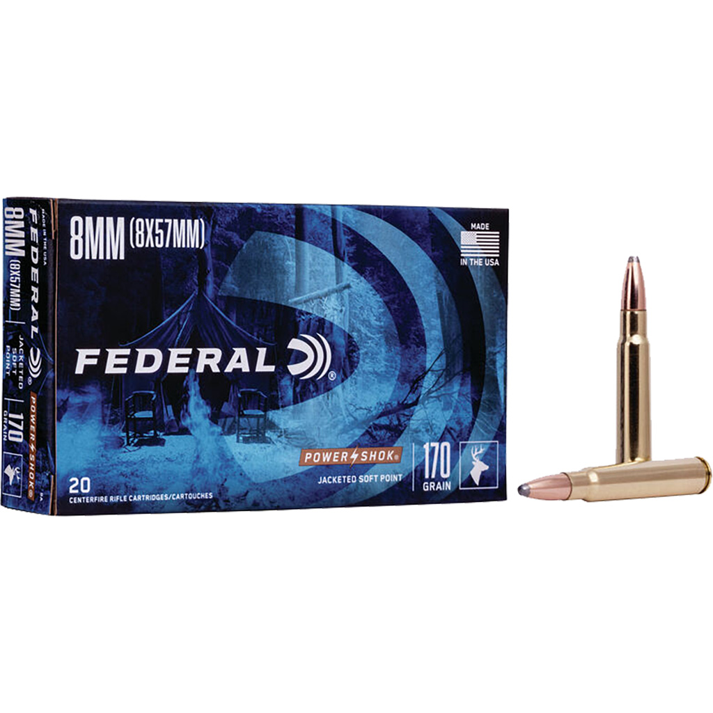 Federal Power-Shok 8mm Mauser 170 gr Soft Point Rifle Ammunition (20 Rounds)
