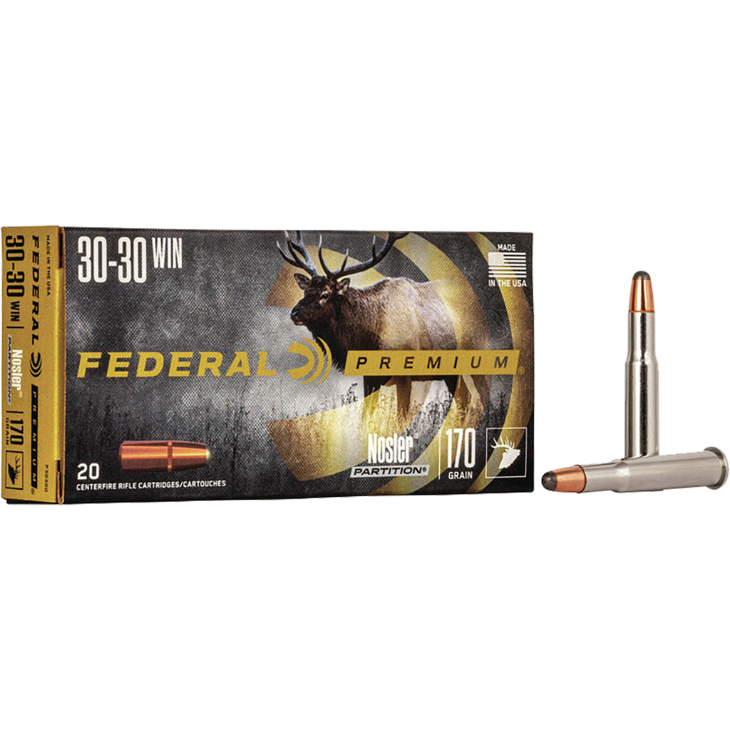 Federal Premium P3030D 30-30 Win 170gr Nosler Partition Ammunition