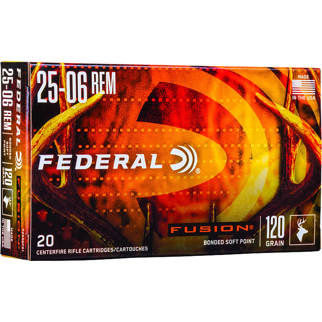 Federal Fusion Rifle Ammunition .25-06 Remington 120 Grain Soft Point (20 Rounds)