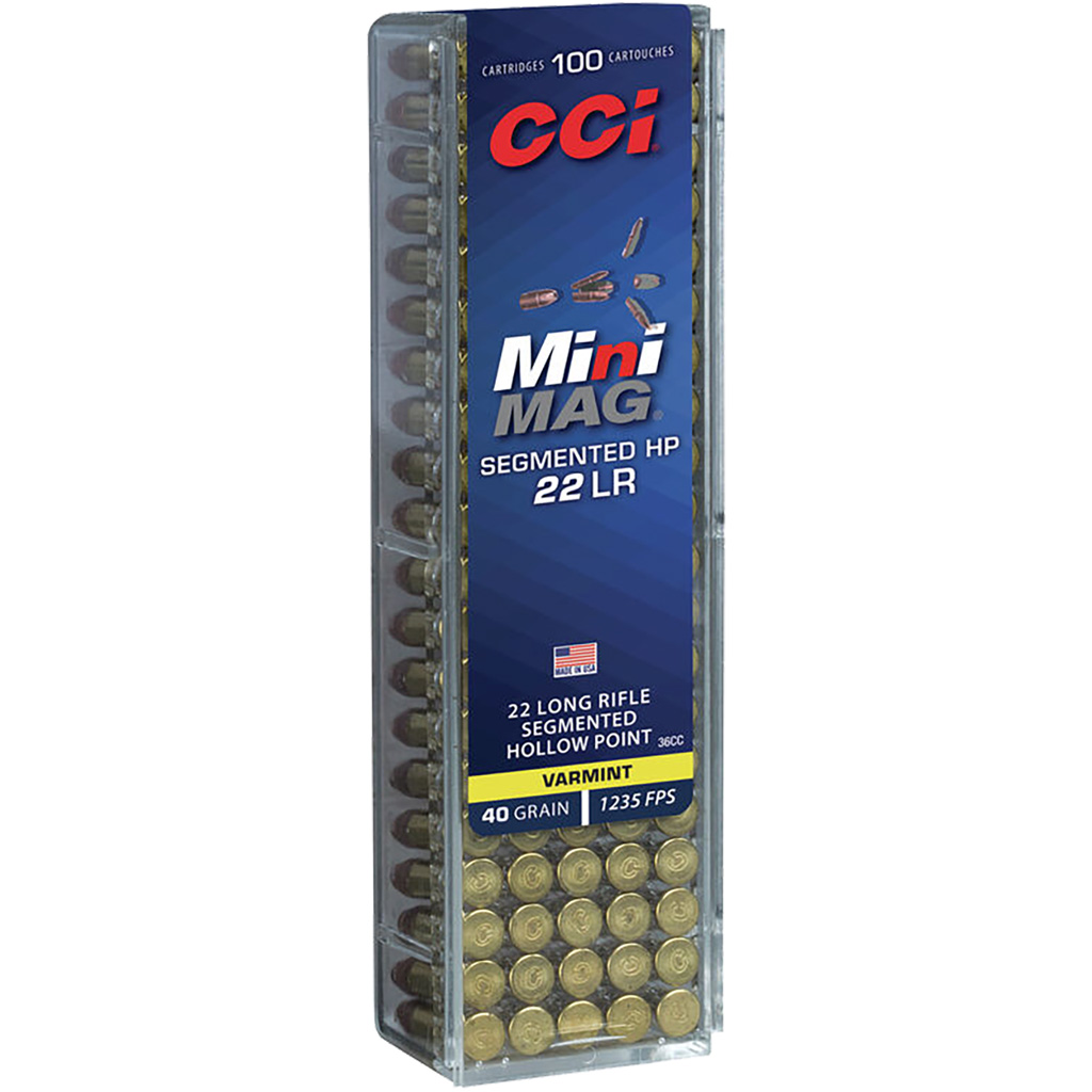 CCI Mini-Mag 22 LR 40 Grain Segmented Hollow Point Ammo (100 Rounds)