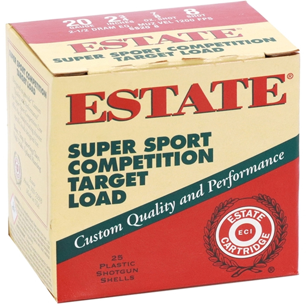 Estate Cartridge Super Sport SS208 20 Gauge 2-3/4" 7/8 oz #8 Shot 25 Rounds