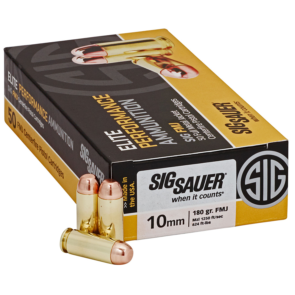 SIG SAUER Elite Ball 10mm Auto 180gr FMJ 50-Round Box