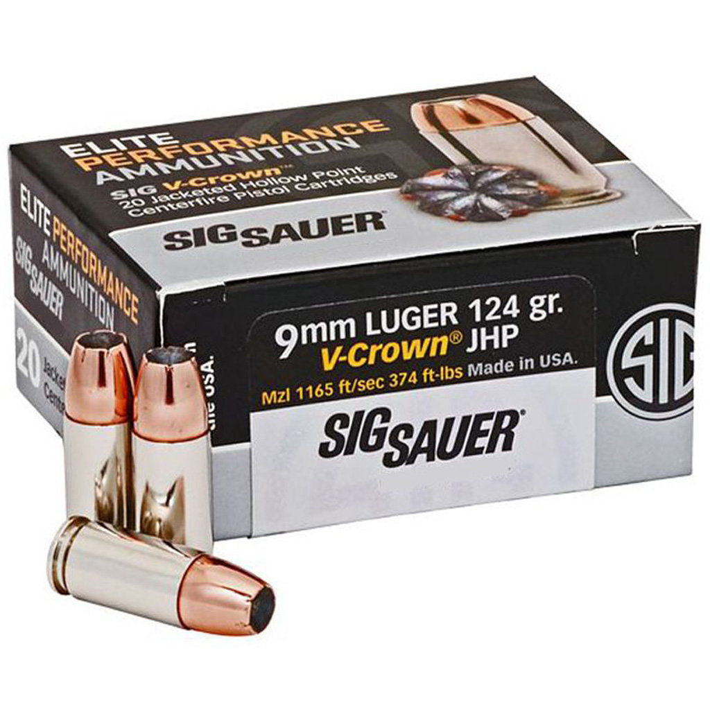SIG SAUER V-CROWN Elite Performance 9mm 124gr JHP 50rd